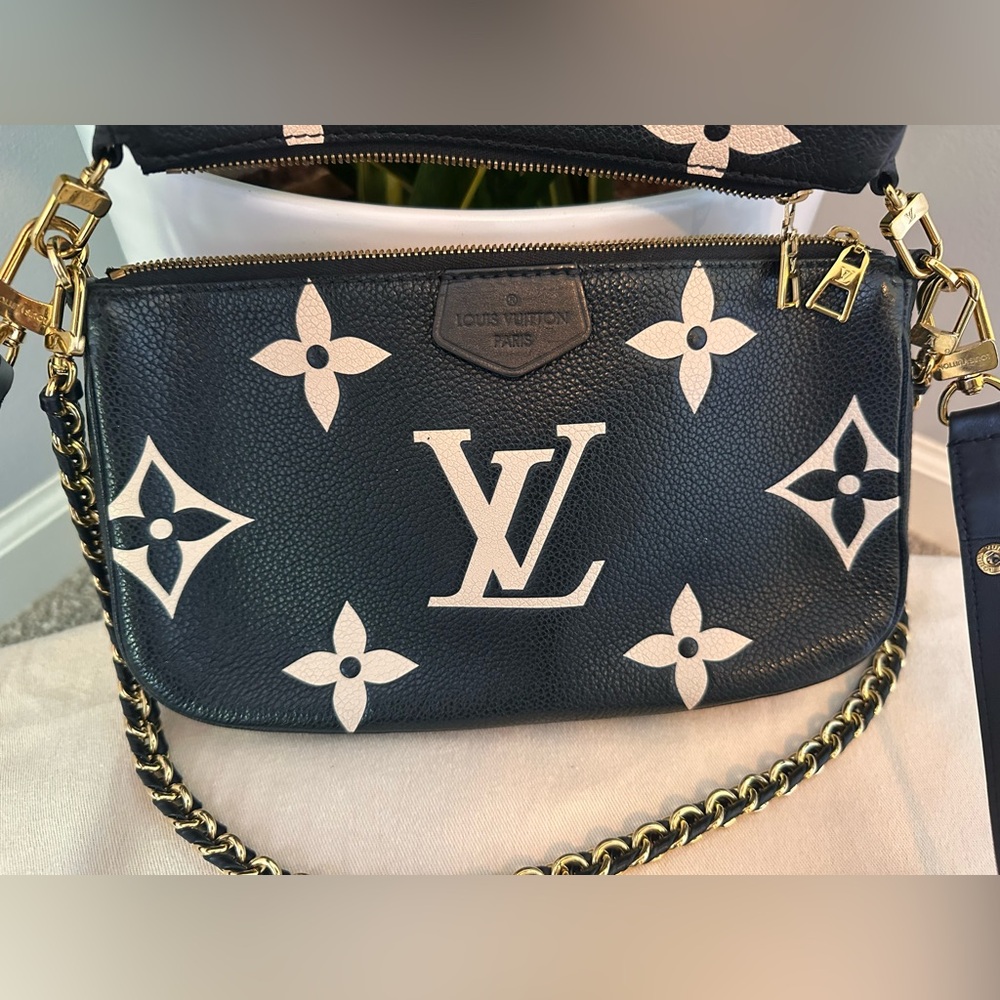 EUC🖤Louis Vuitton Multi Pochette Accessories Bicolor Monogram Empreinte Leather - Picture 7 of 16